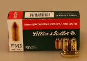 Sellier & Bellot  9mm Browning Court / 380 Auto FMJ